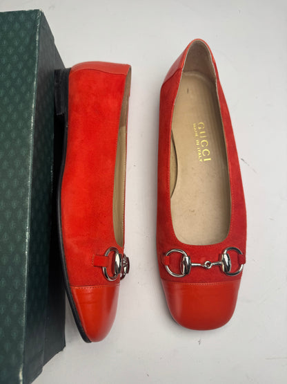 Vintage Gucci Suede Patent Leather Ballerina / Loafer Red EU37