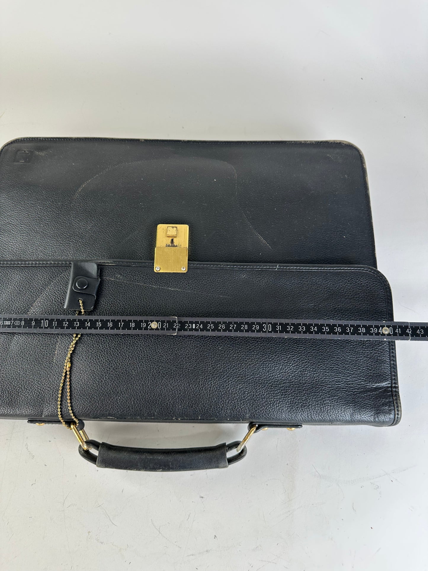 Vintage Givenchy Structured Leather Briefcase Black Gold