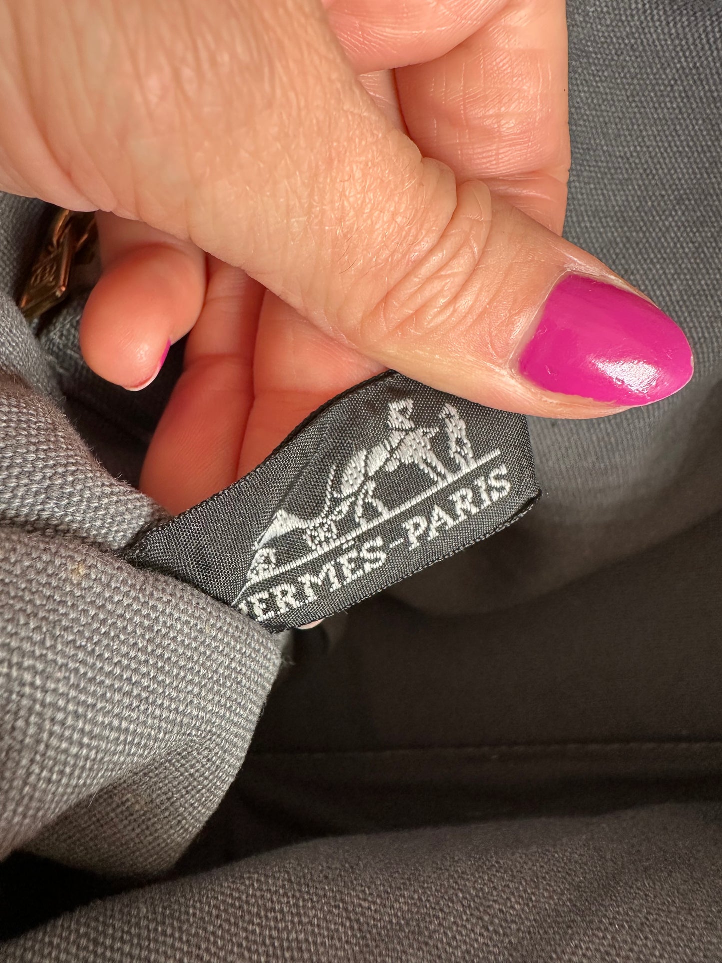 Vintage HERMÈS Canvas Tote Bag Grey