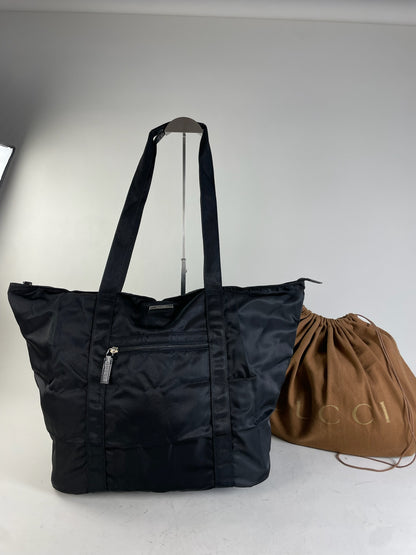 Vintage Gucci Nylon Tote Bag Black Silver