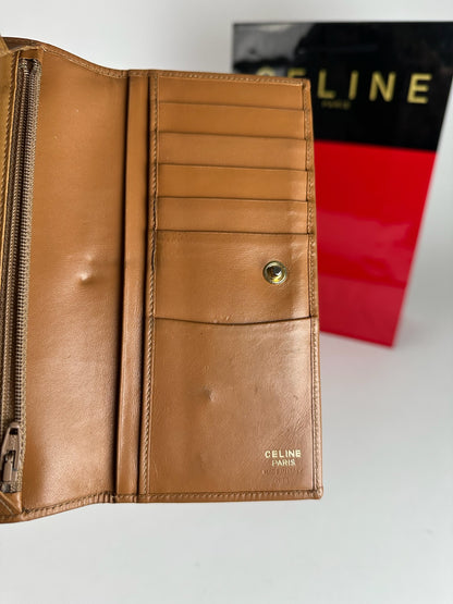 Vintage Celine Paris Leather monogram Wallet Brown