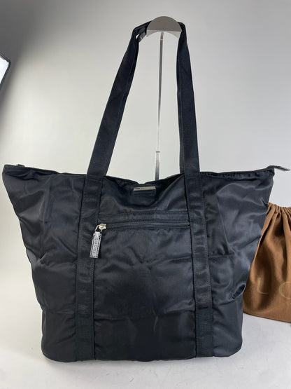 Vintage Gucci Nylon Tote Bag Black Silver