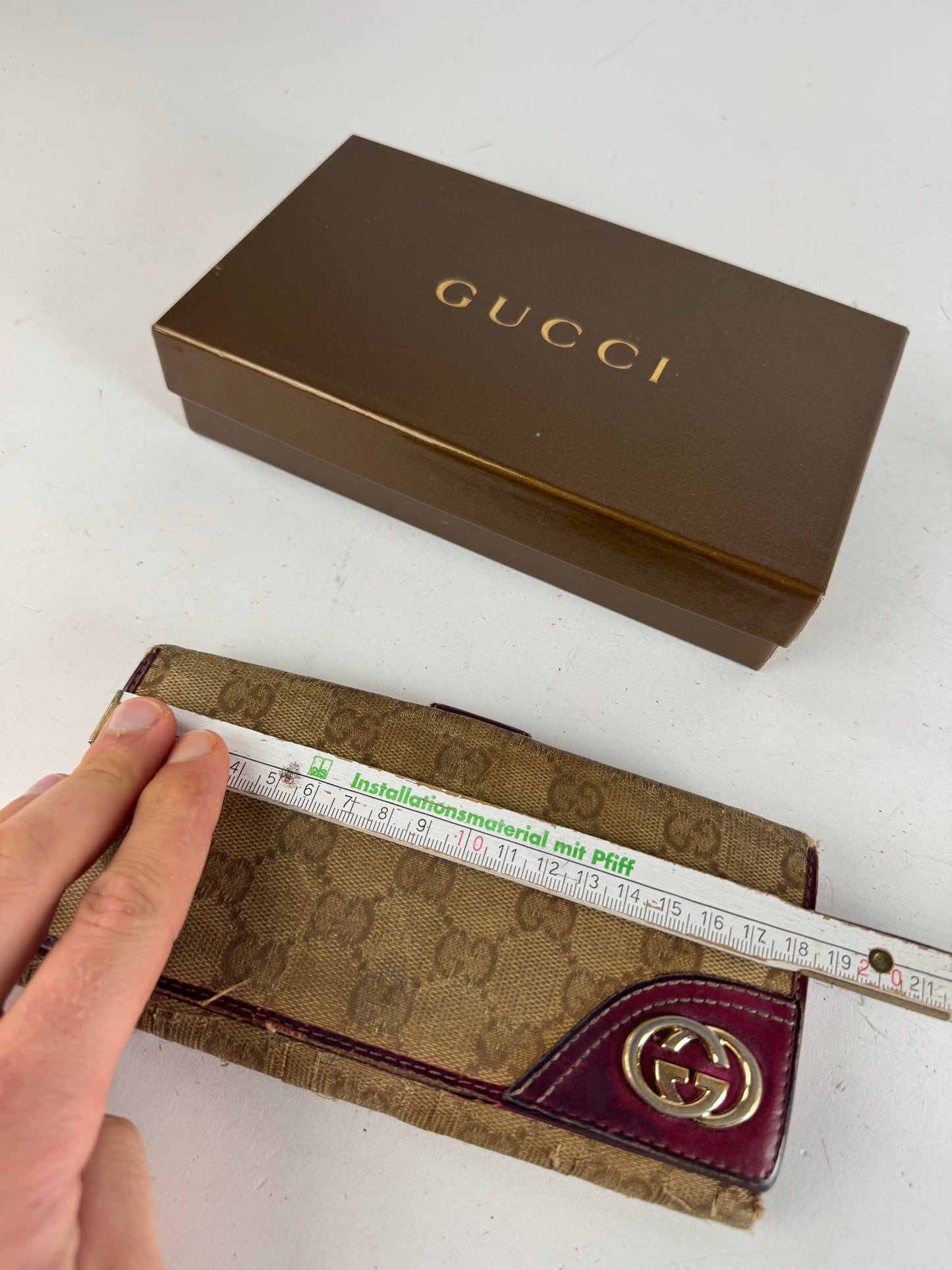 Vintage Gucci Monogram Wallet Beige Purple