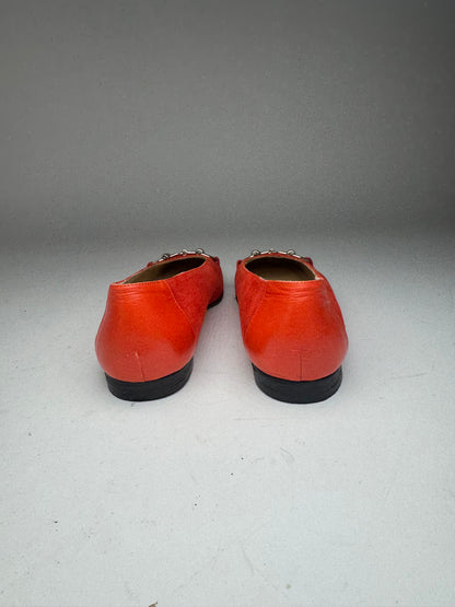 Vintage Gucci Suede Patent Leather Ballerina / Loafer Red EU37