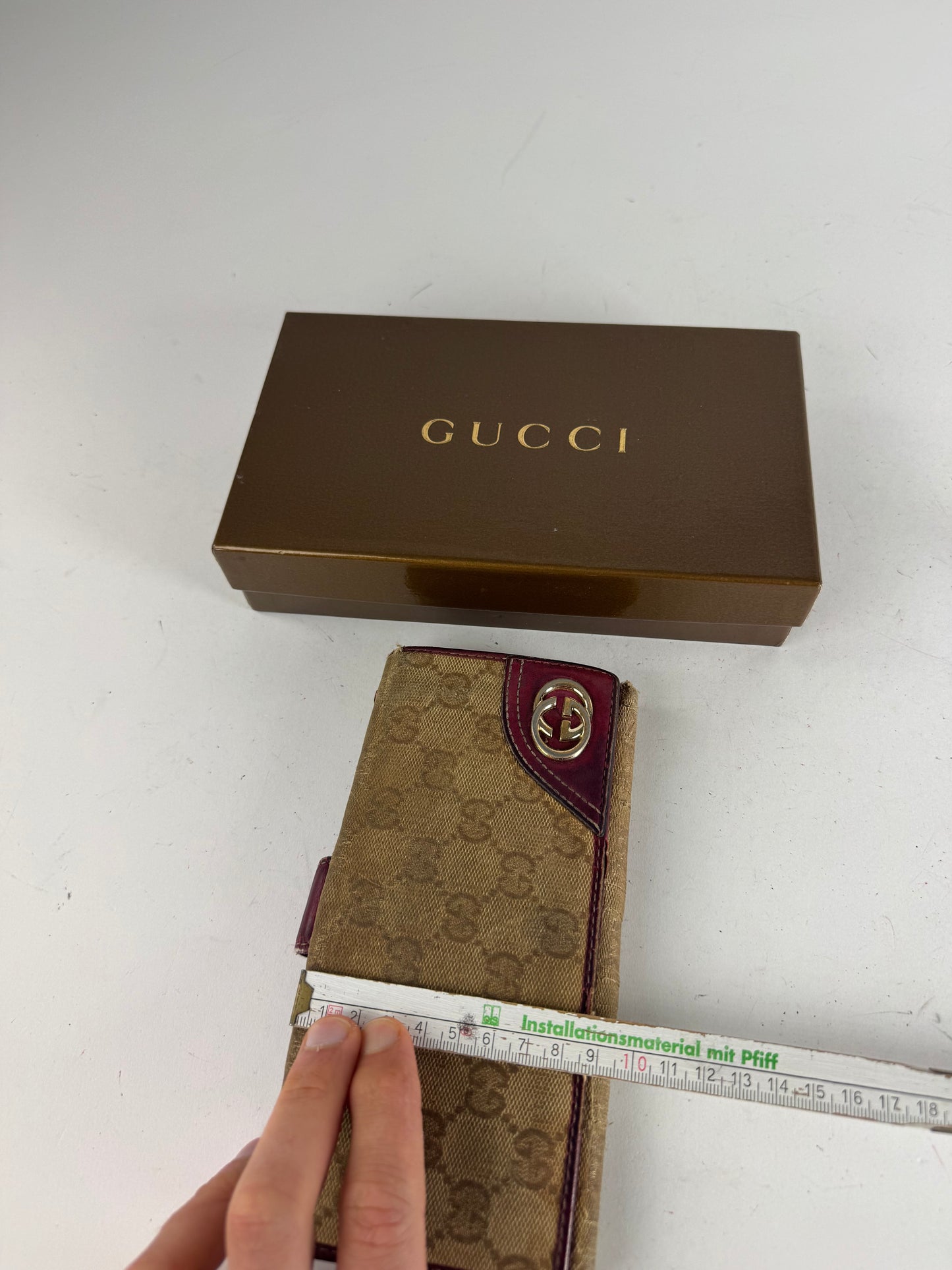 Vintage Gucci Monogram Wallet Beige Purple