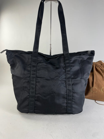 Vintage Gucci Nylon Tote Bag Black Silver
