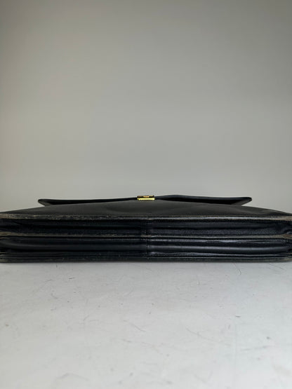 Vintage Givenchy Structured Leather Briefcase Black Gold
