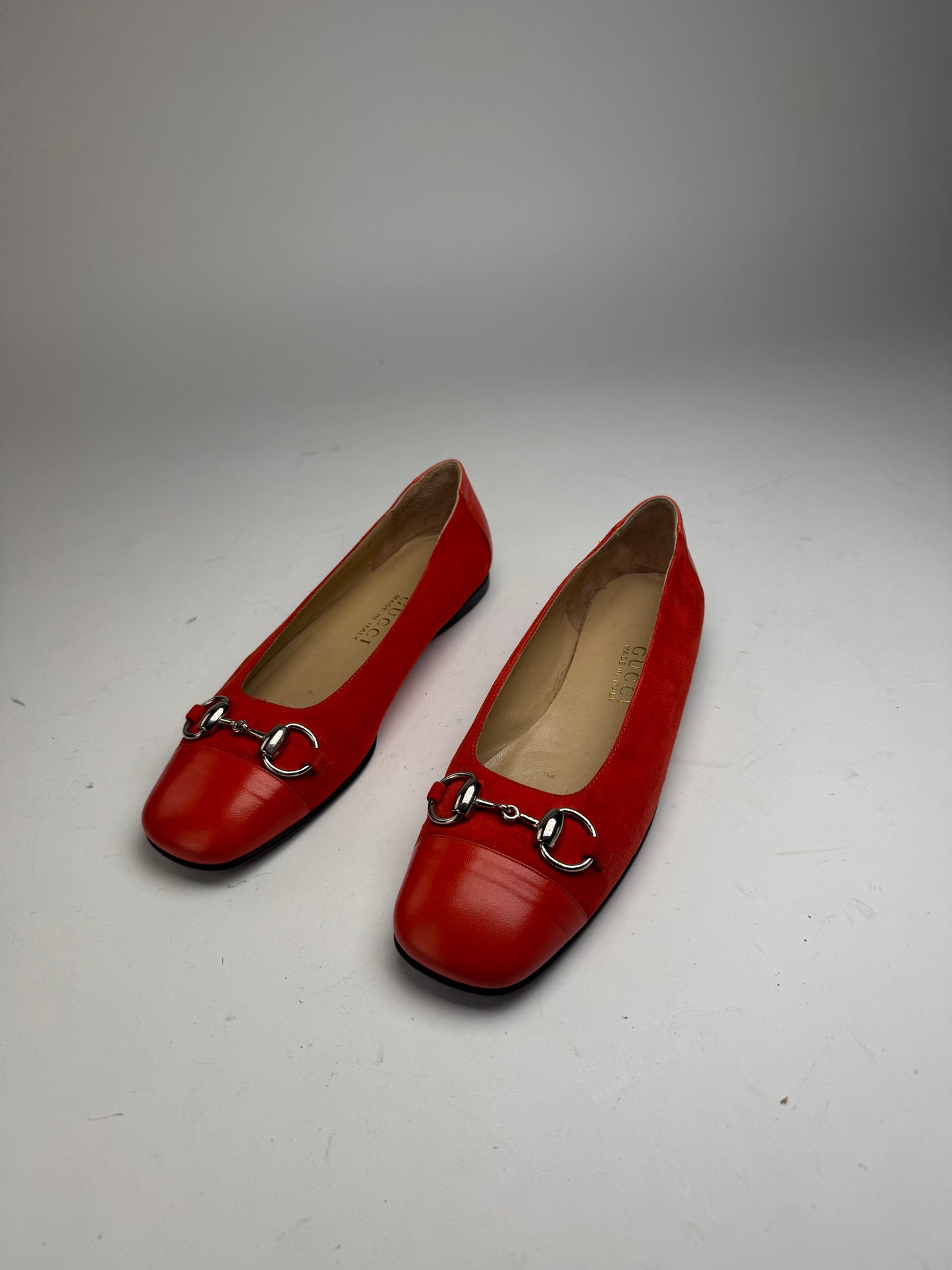 Vintage Gucci Suede Patent Leather Ballerina / Loafer Red EU37