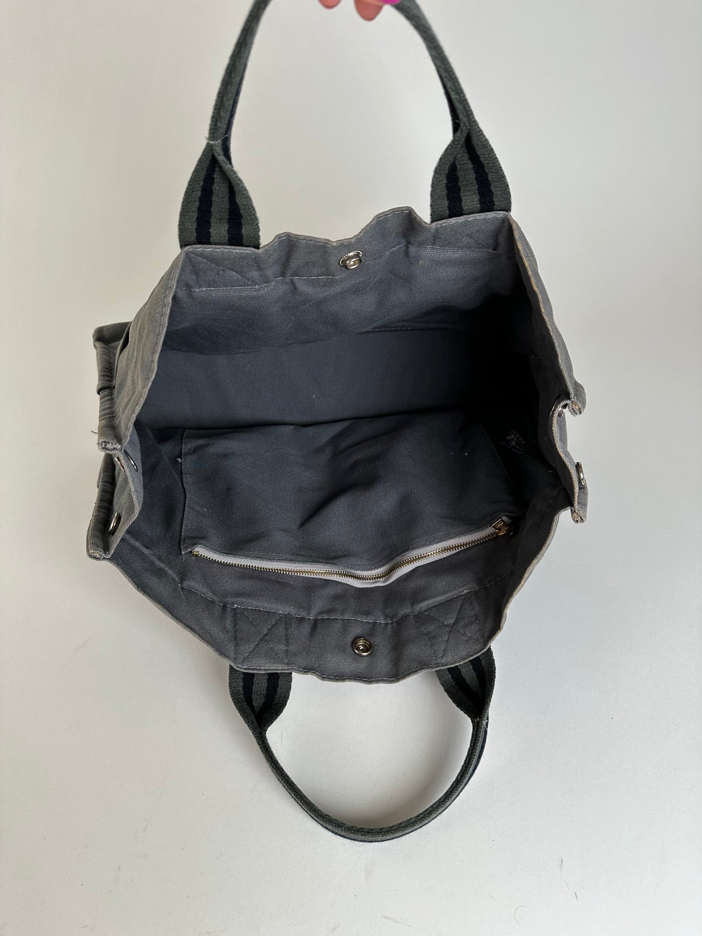 Vintage HERMÈS Canvas Tote Bag Grey