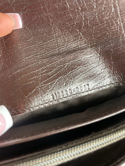 Vintage Gucci Monogram Leather Long Wallet Beige Brown