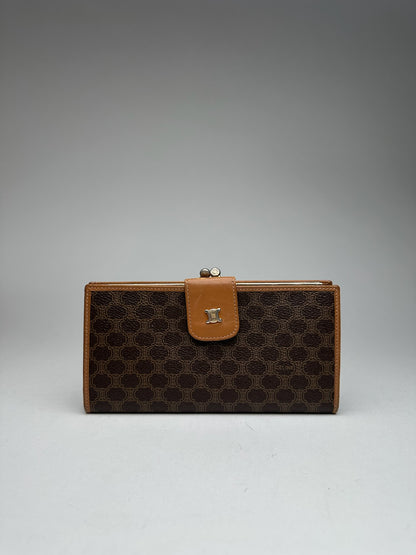 Portefeuille vintage en cuir monogramme Céline Paris marron