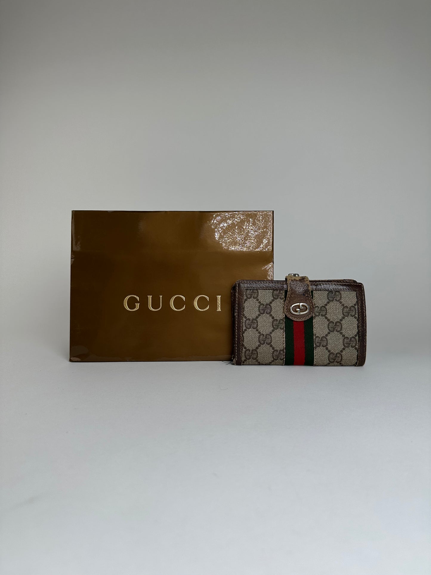Vintage Gucci GG Canvas Bifold Wallet Beige Brown