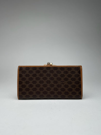 Portefeuille vintage en cuir monogramme Céline Paris marron