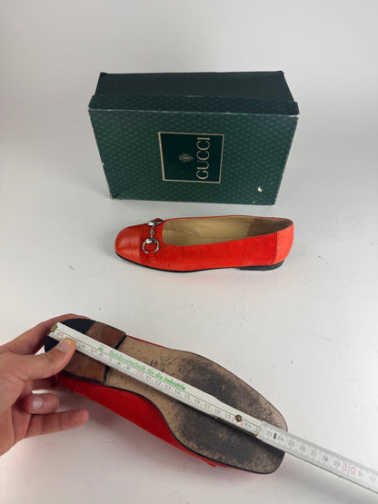 Vintage Gucci Suede Patent Leather Ballerina / Loafer Red EU37