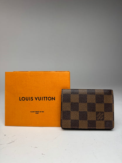 Vintage Gucci Damier Monogram Leather Card Holder Brown