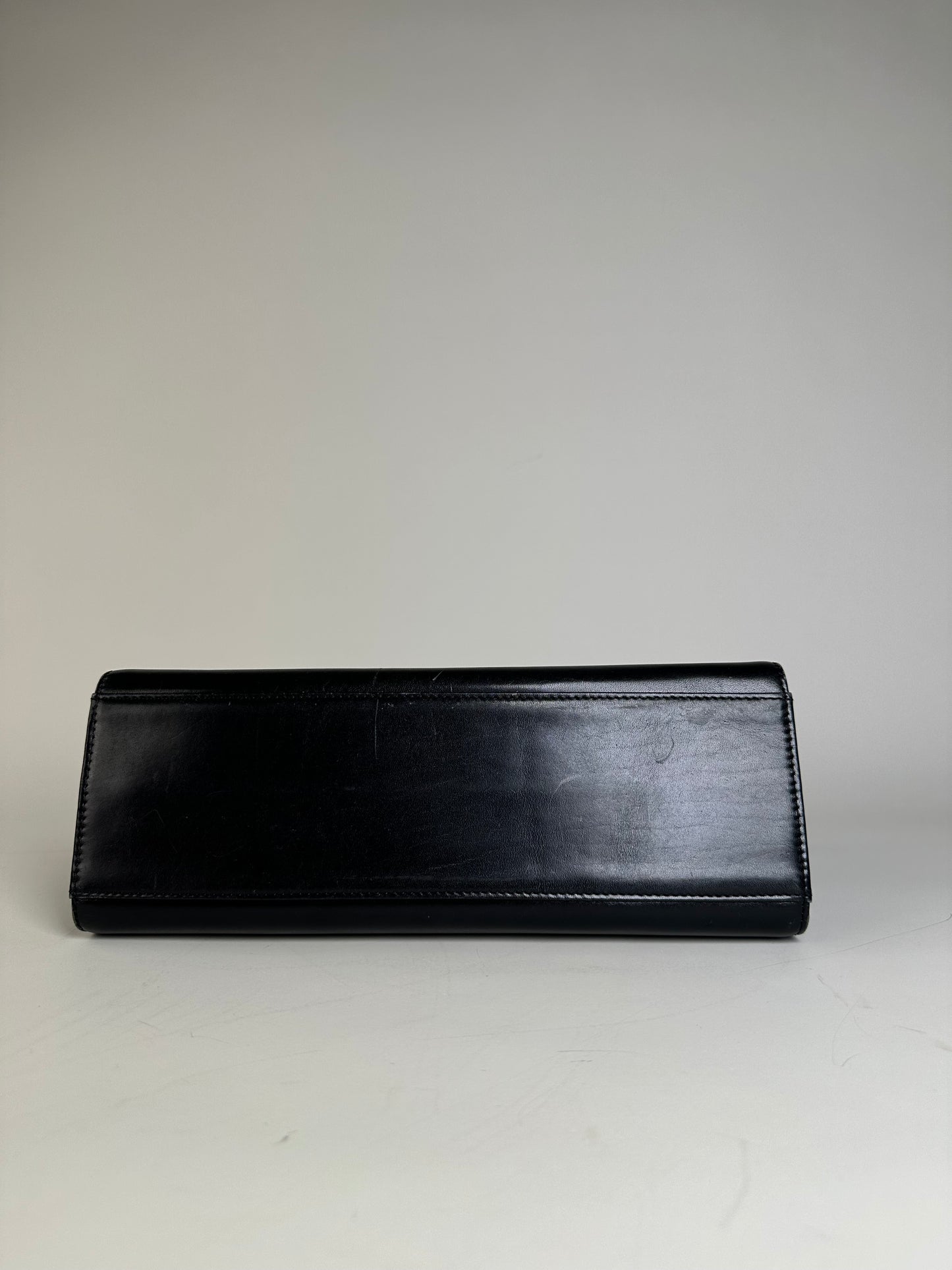 Vintage Givenchy Structured Leather Handbag Black Gold