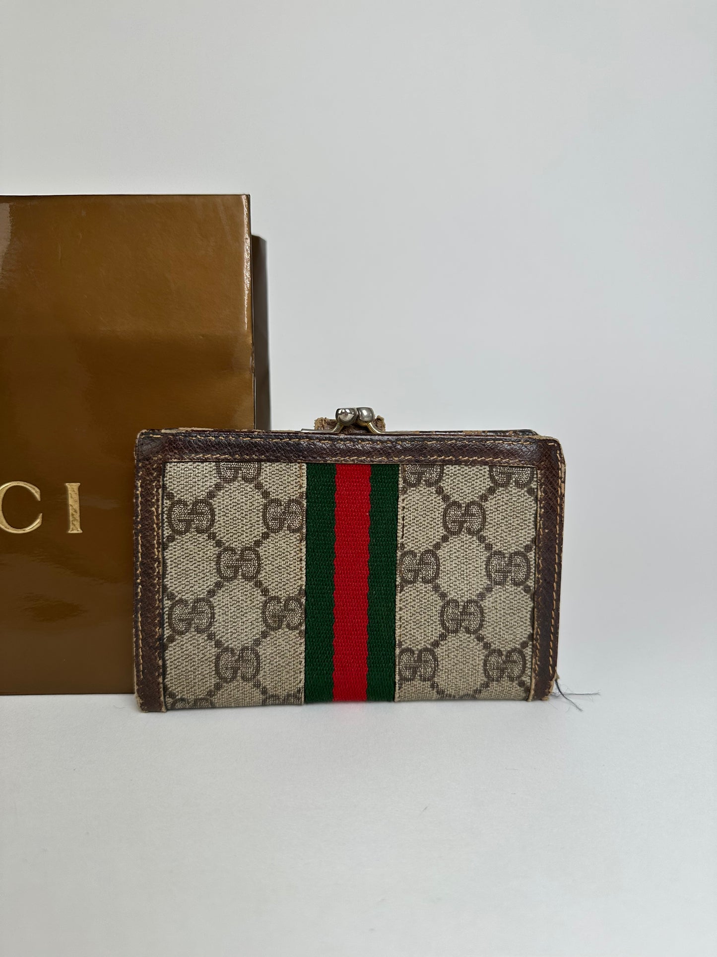 Vintage Gucci GG Canvas Bifold Wallet Beige Brown