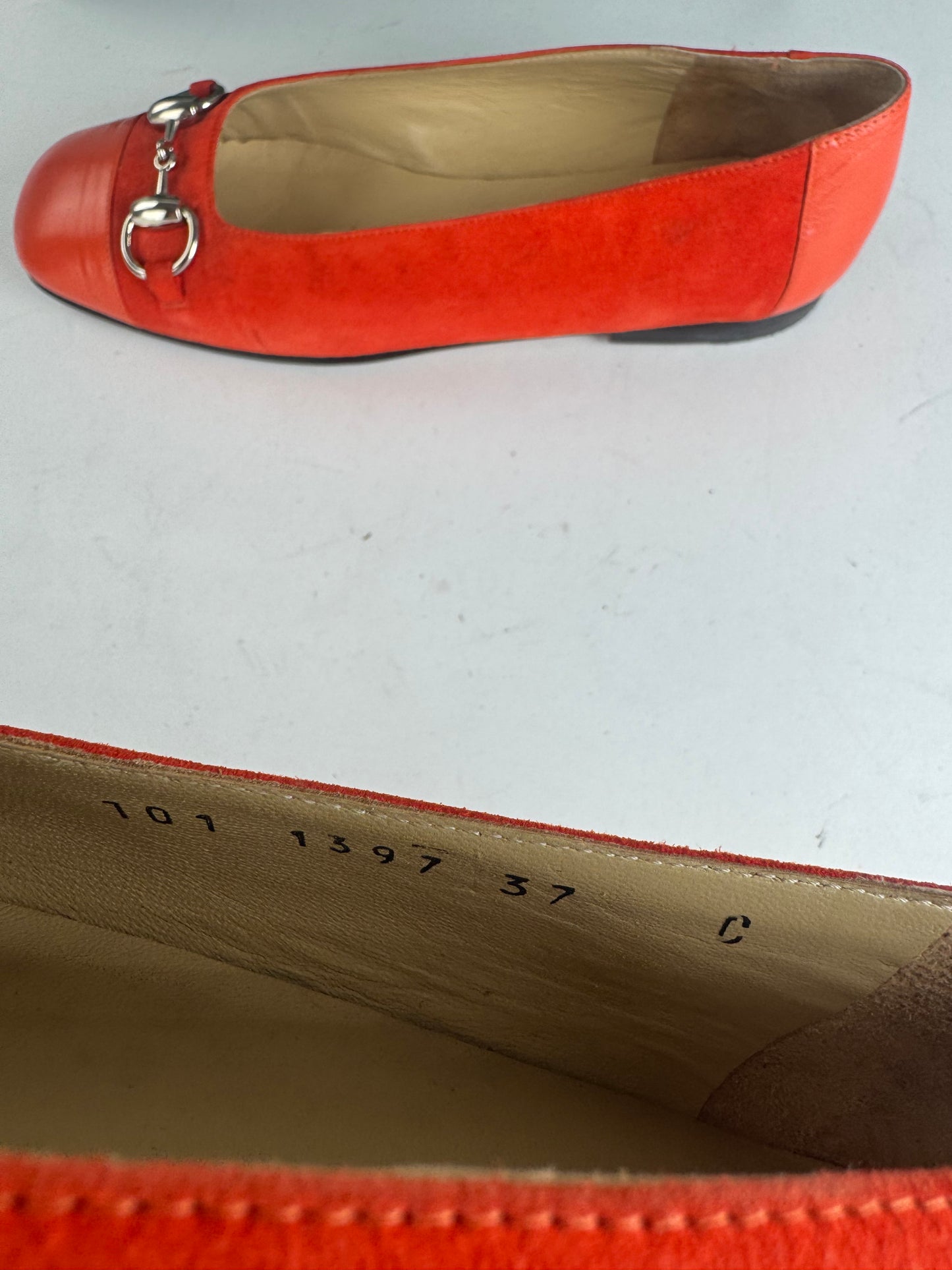 Vintage Gucci Suede Patent Leather Ballerina / Loafer Red EU37