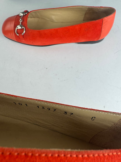 Vintage Gucci Suede Patent Leather Ballerina / Loafer Red EU37