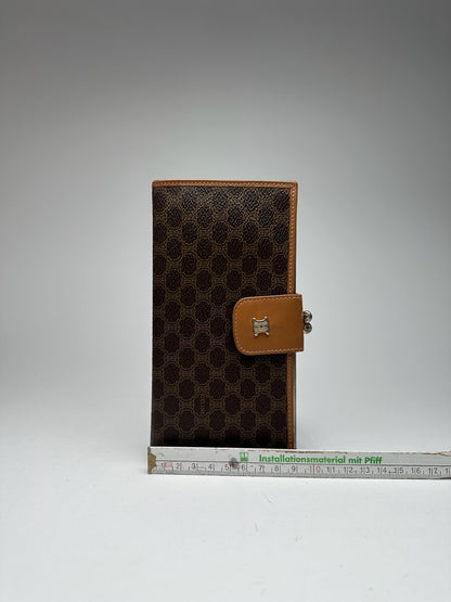Portefeuille vintage en cuir monogramme Céline Paris marron
