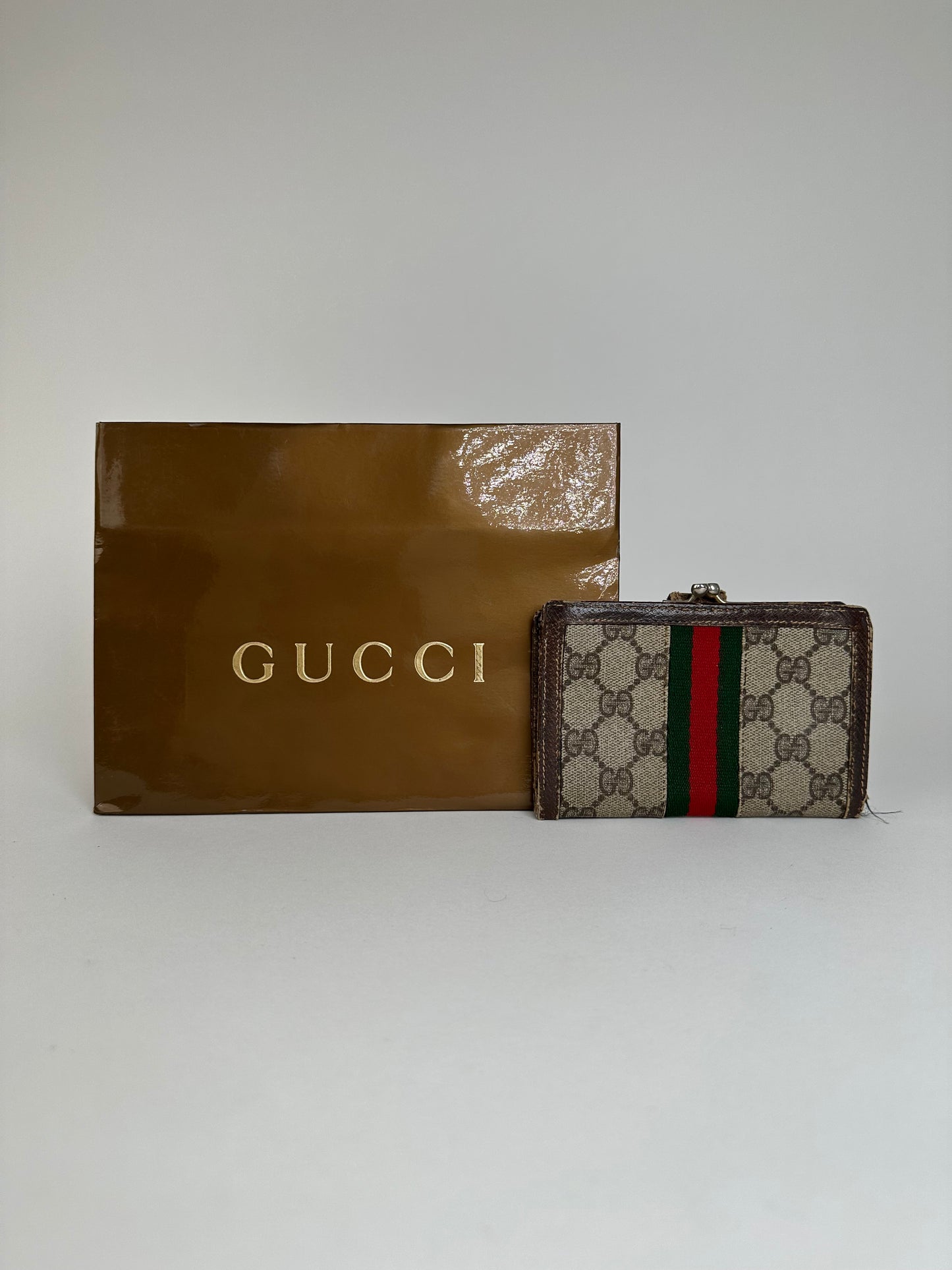 Vintage Gucci GG Canvas Bifold Wallet Beige Brown