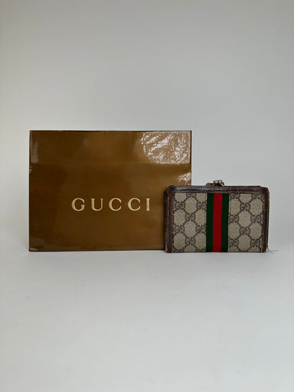 Vintage Gucci GG Canvas Bifold Wallet Beige Brown