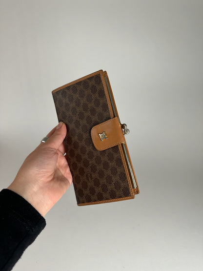 Portefeuille vintage en cuir monogramme Céline Paris marron