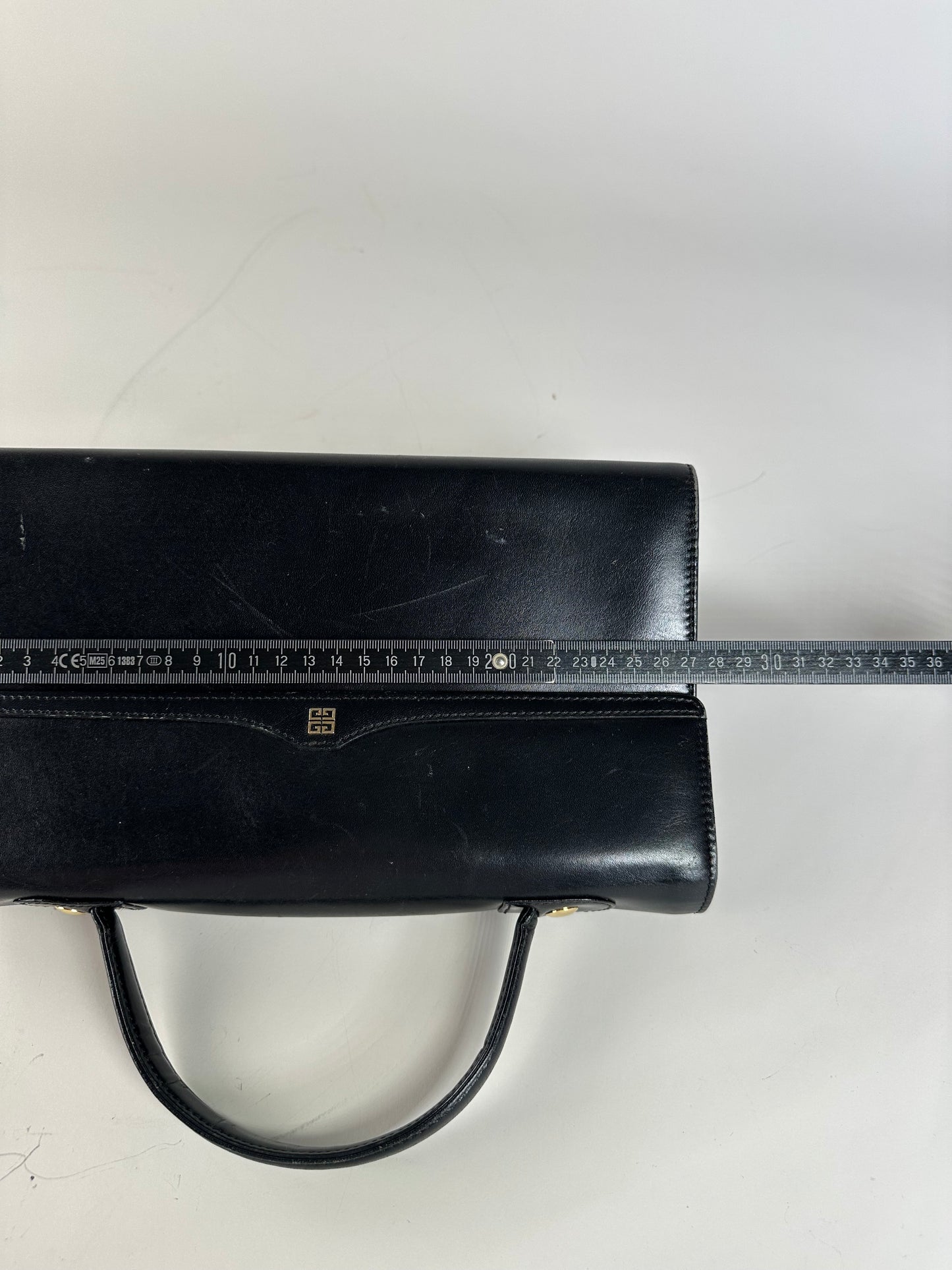 Vintage Givenchy Structured Leather Handbag Black Gold