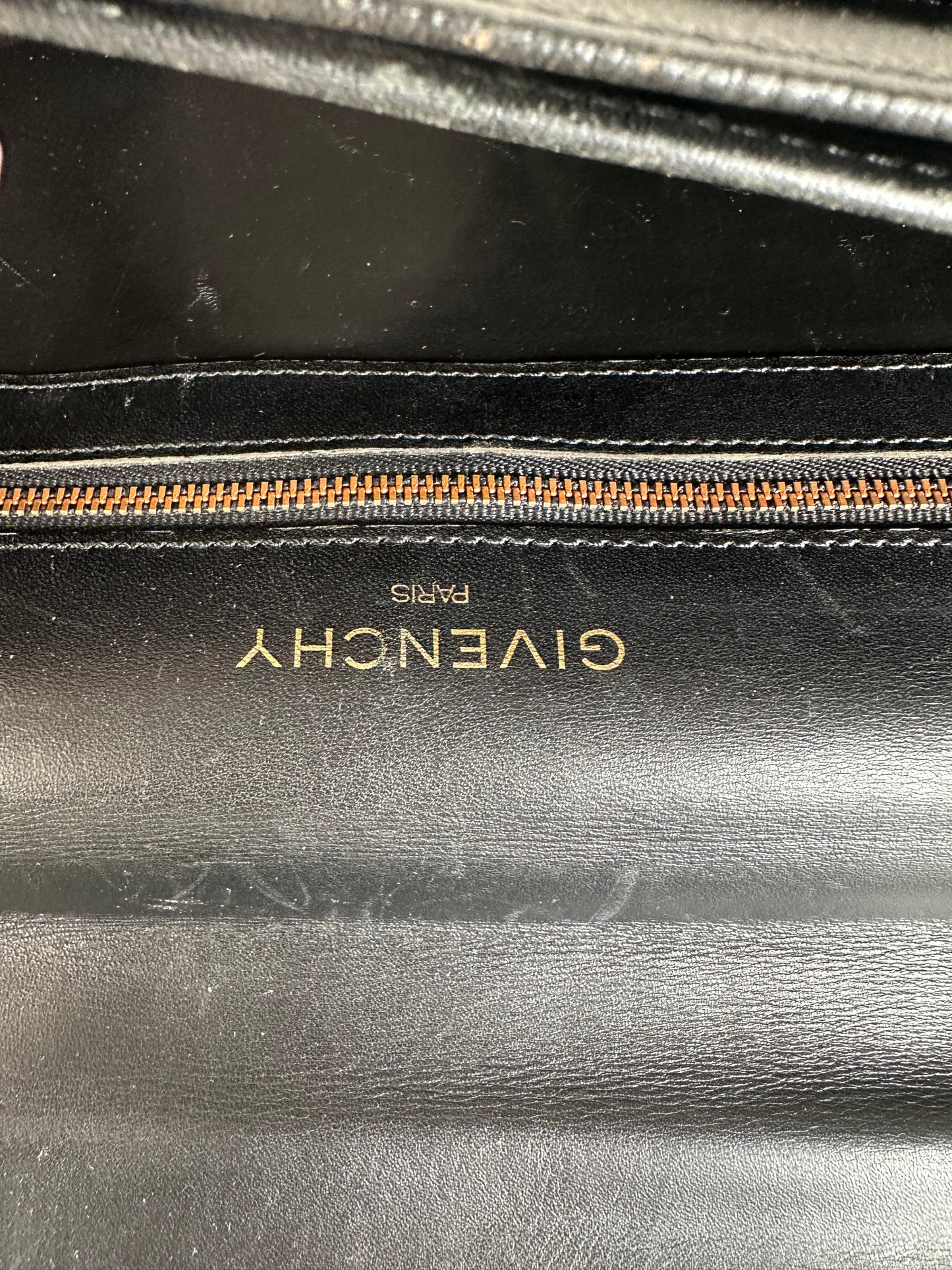 Vintage Givenchy Structured Leather Briefcase Black Gold