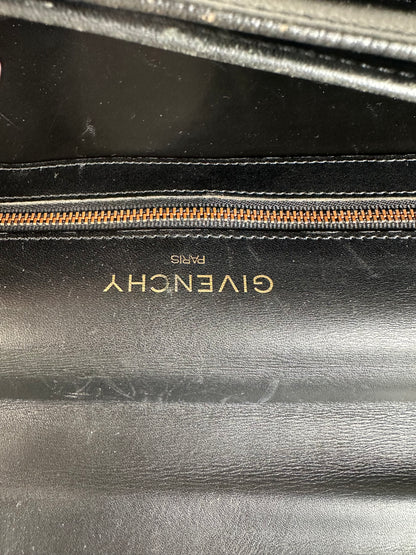 Vintage Givenchy Structured Leather Briefcase Black Gold