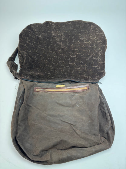 Vintage Givenchy Suede Monogram Shoulder Bag Brown beige