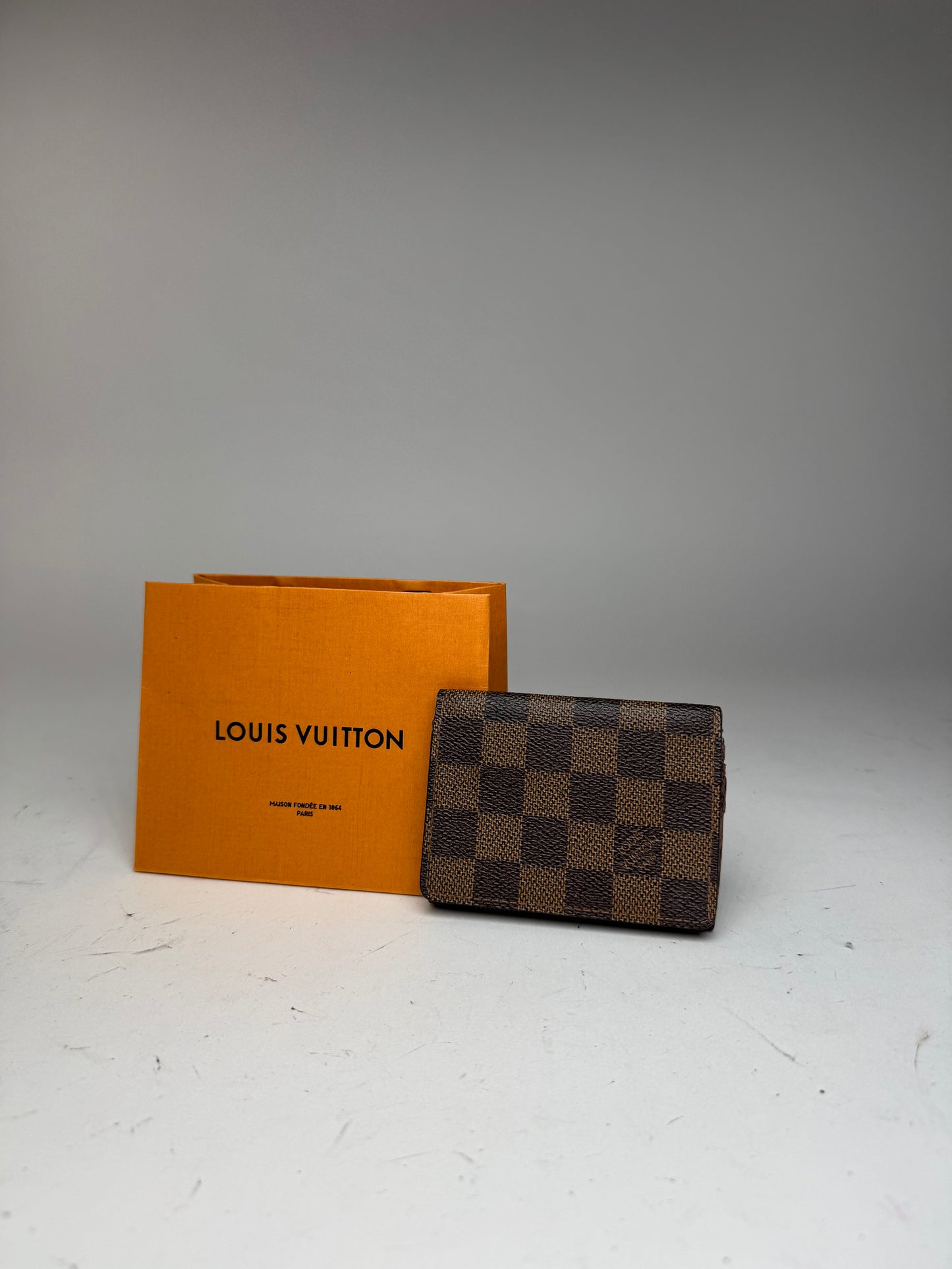Vintage Gucci Damier Monogram Leather Card Holder Brown