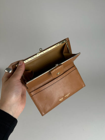 Portefeuille vintage en cuir monogramme Céline Paris marron