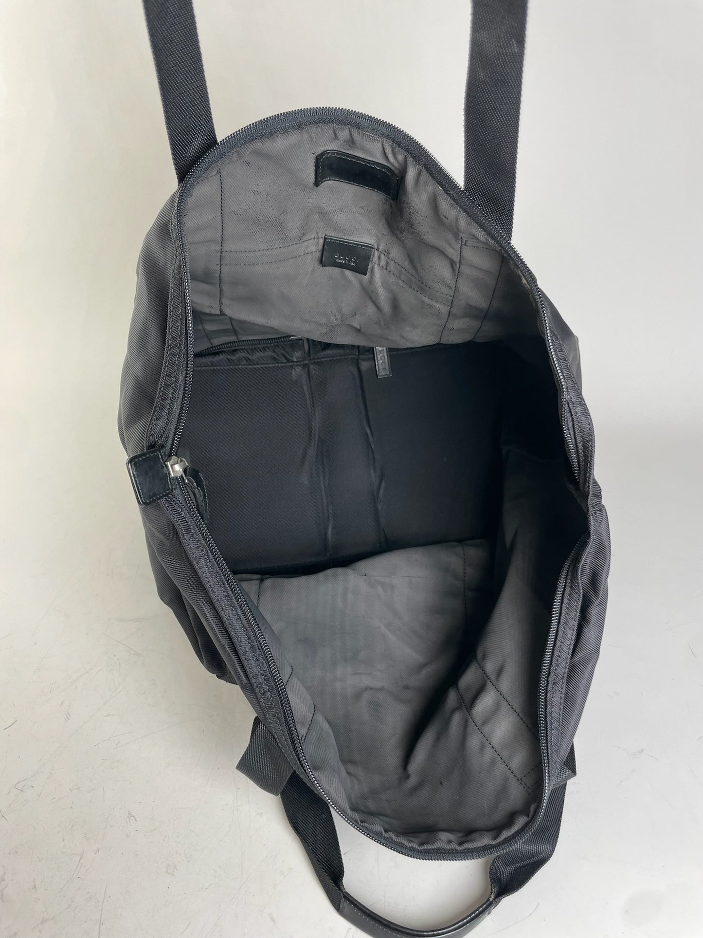 Vintage Gucci Nylon Tote Bag Black Silver