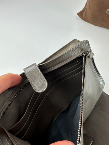 Vintage Bottega Veneta Intrecciato Leather Clutch Grey
