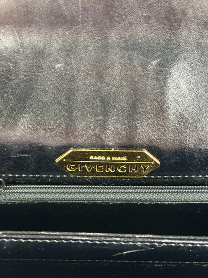 Vintage Givenchy Structured Leather Handbag Black Gold