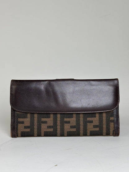 Vintage Fendi FF Monogram Canvas Wallet Brown Tan