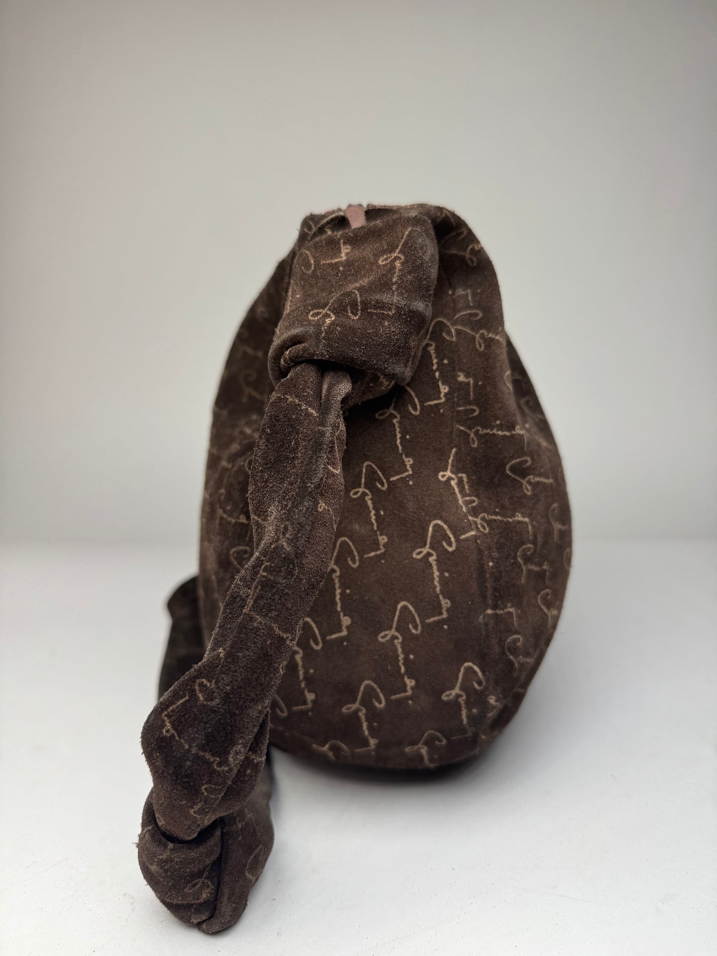 Vintage Givenchy Suede Monogram Shoulder Bag Brown beige