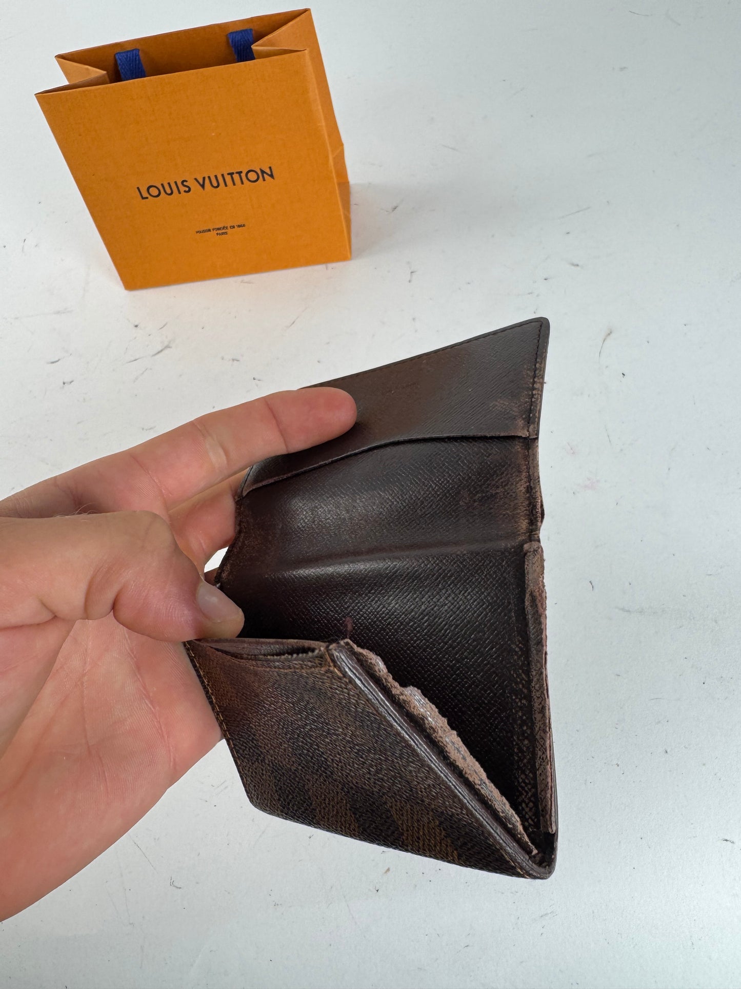 Vintage Gucci Damier Monogram Leather Card Holder Brown