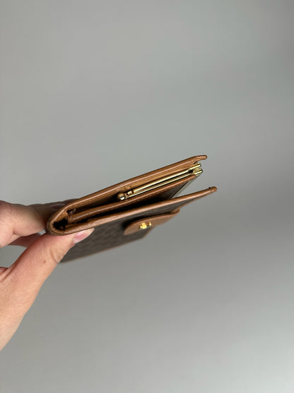 Portefeuille vintage en cuir monogramme Céline Paris marron