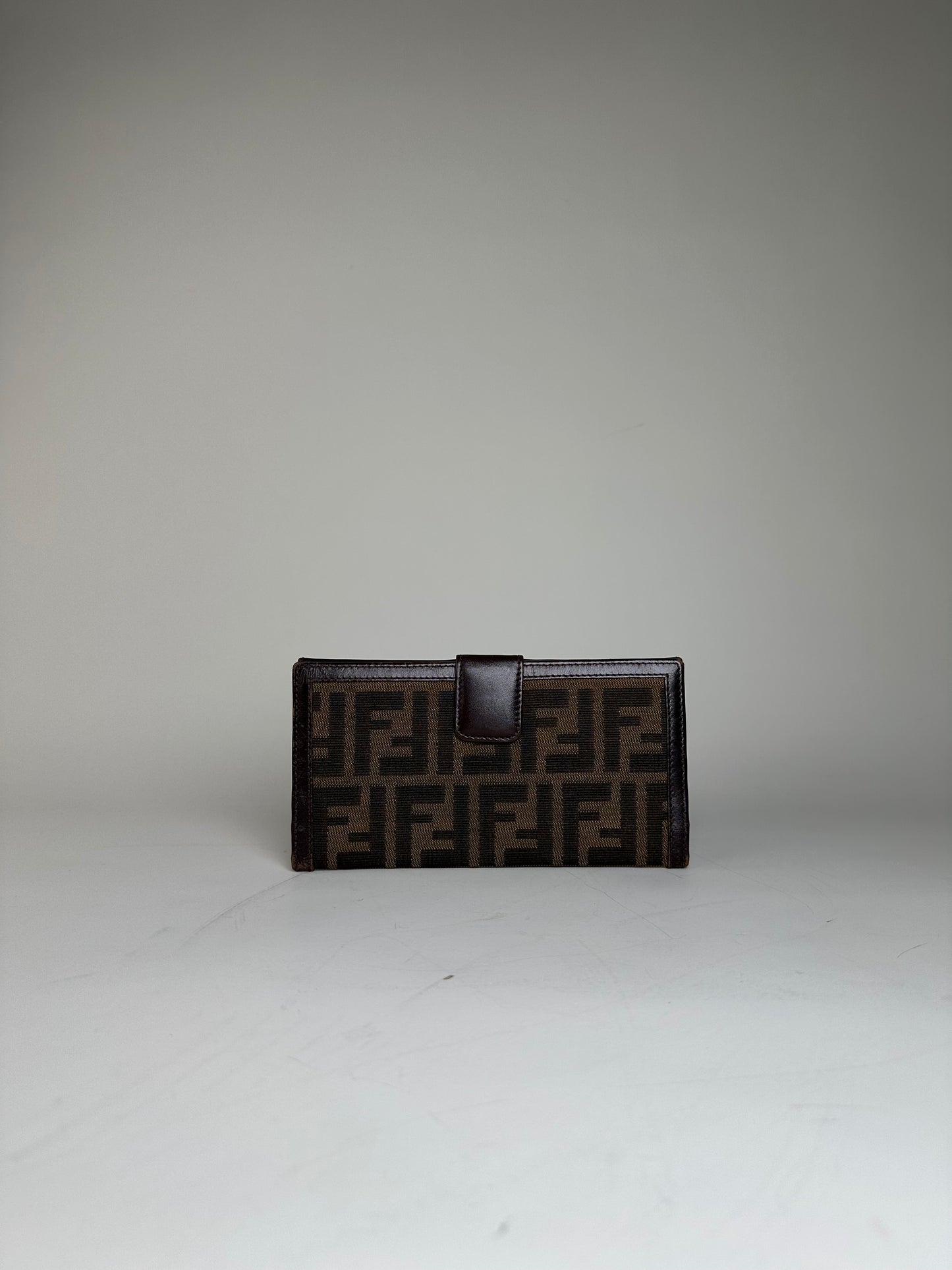 Vintage Fendi FF Monogram Canvas Wallet Brown Tan