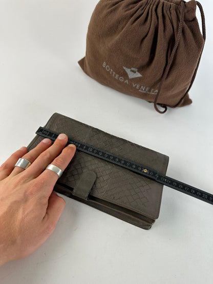 Vintage Bottega Veneta Intrecciato Leather Clutch Grey