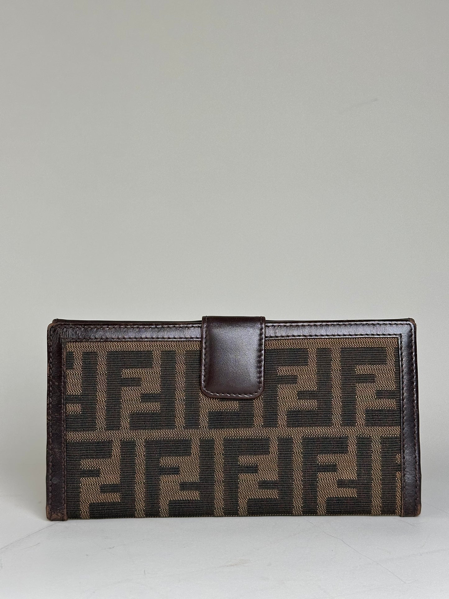 Vintage Fendi FF Monogram Canvas Wallet Brown Tan