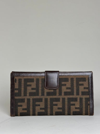 Vintage Fendi FF Monogram Canvas Wallet Brown Tan