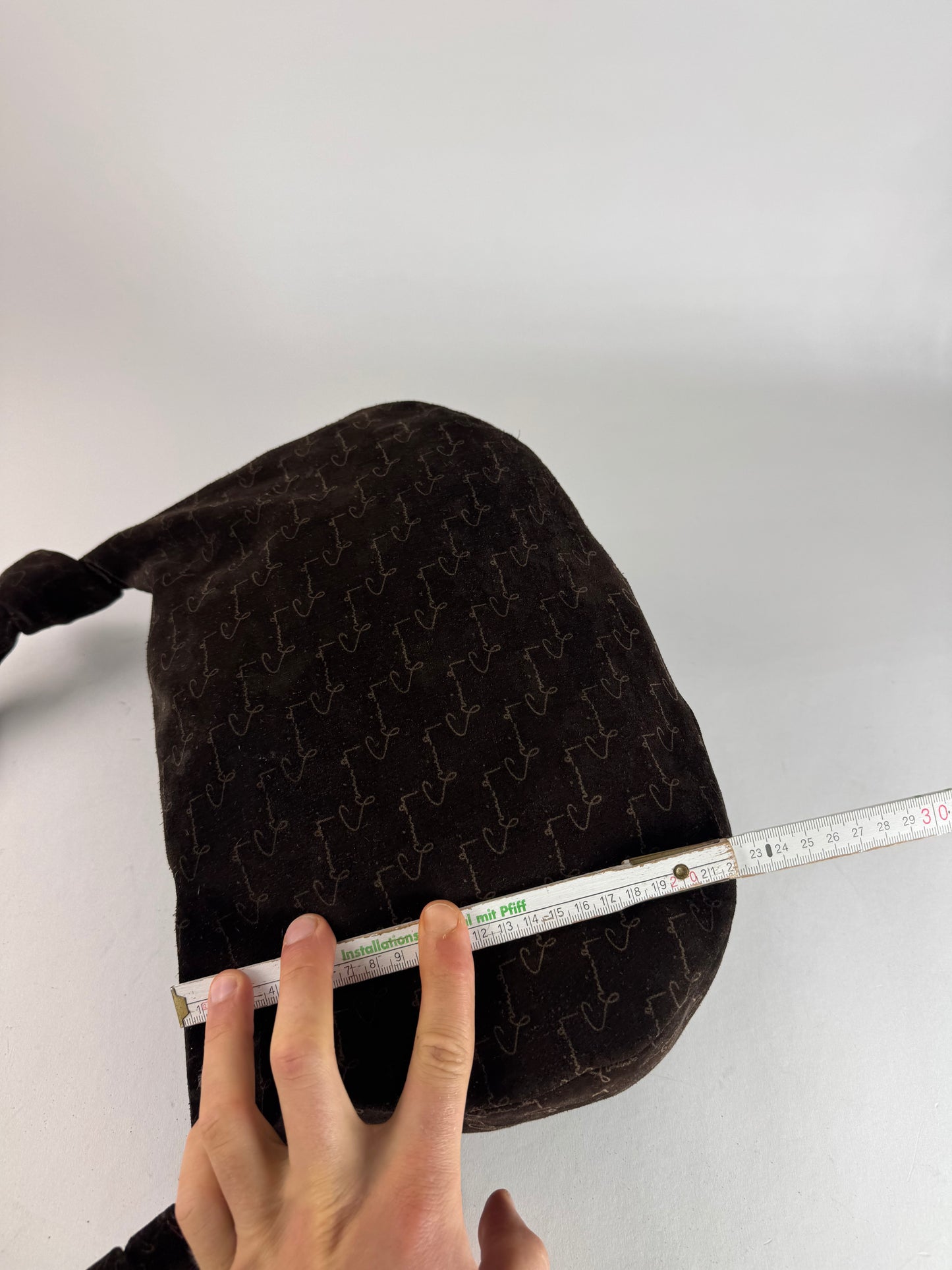 Vintage Givenchy Suede Monogram Shoulder Bag Brown beige