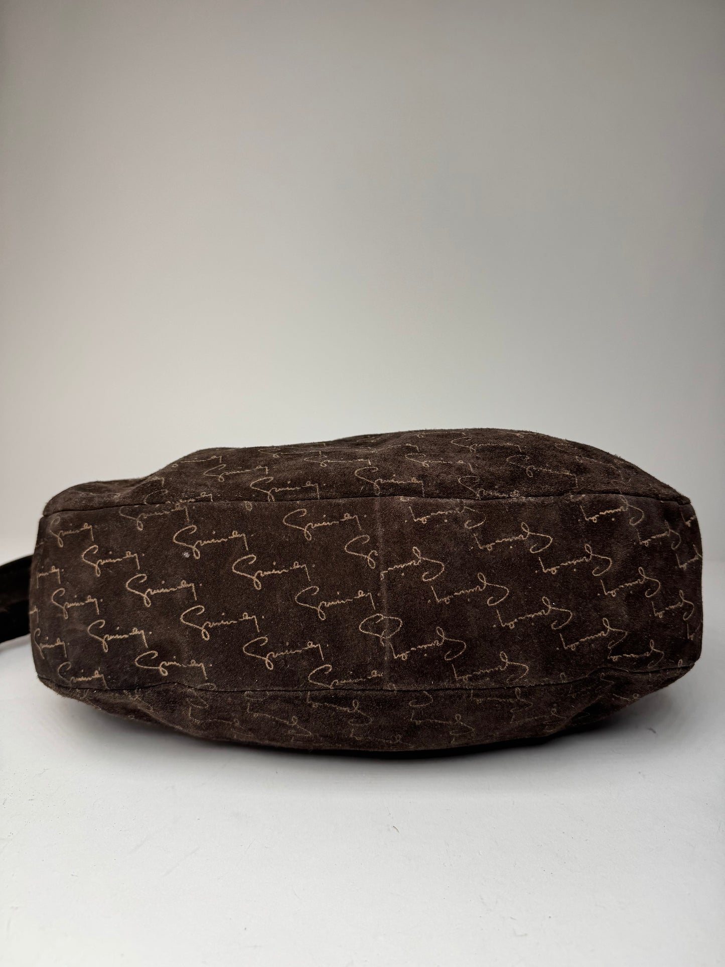 Vintage Givenchy Suede Monogram Shoulder Bag Brown beige