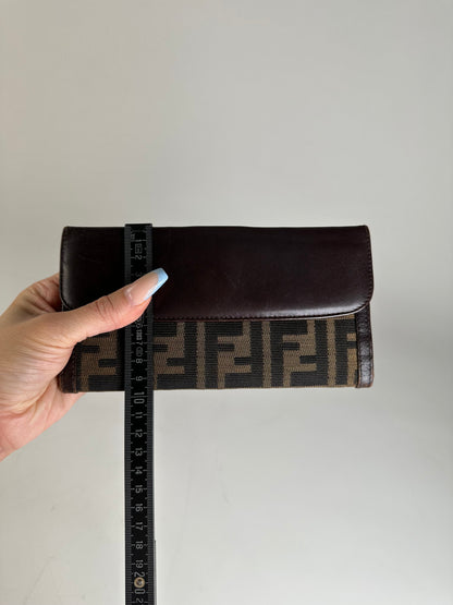 Vintage Fendi FF Monogram Canvas Wallet Brown Tan