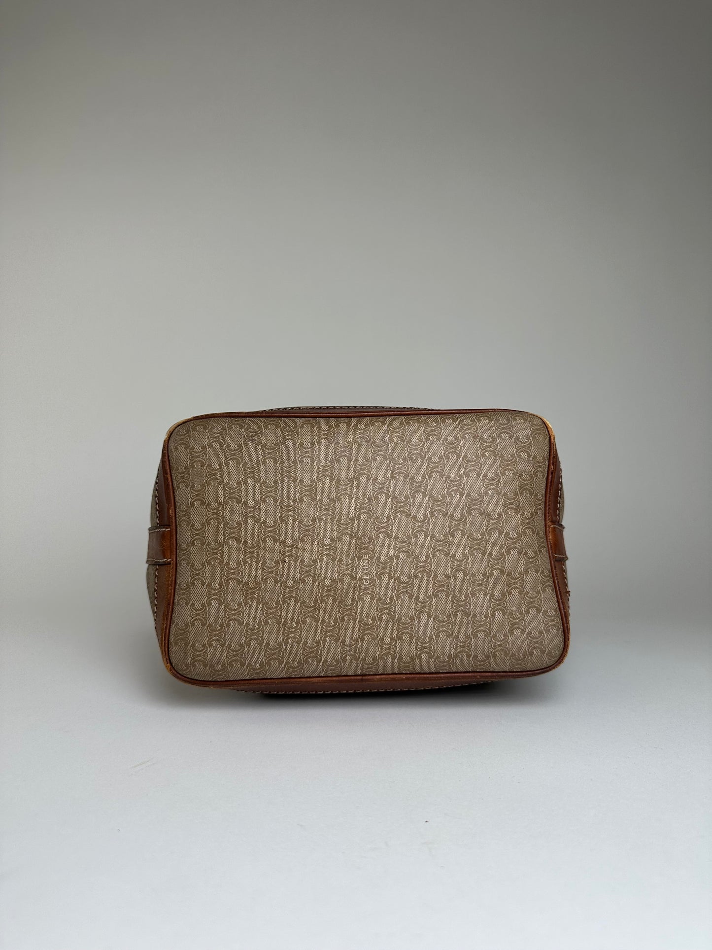 Vintage Celine Macadam Bucket Bag Beige Canvas