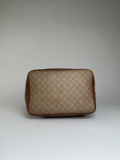 Vintage Celine Macadam Bucket Bag Beige Canvas