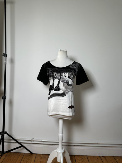 Vintage Chloé Logo Cotton T-Shirt Black White L